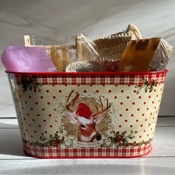 Handmade Christmas Soap Gift Tin, Deer with Santa Hat Tin, ( PRICE IS FIRM ) - Picture 4 of 8